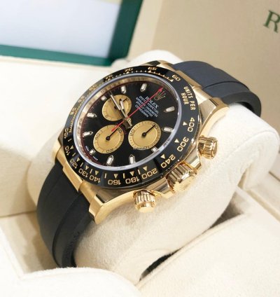 Rolex Daytona Unworn Daytona 116518 Yellow Gold 40mm Black Paul Newman Index Dial Black Oysterflex