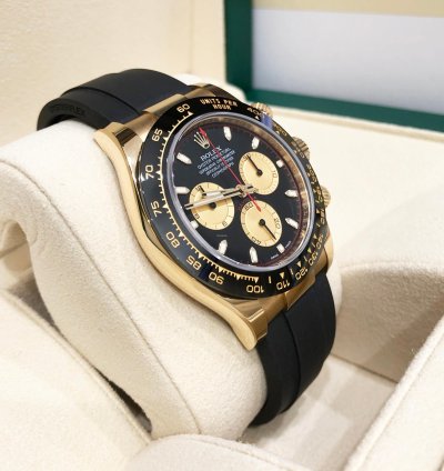 Rolex Daytona Unworn Daytona 116518 Yellow Gold 40mm Black Paul Newman Index Dial Black Oysterflex