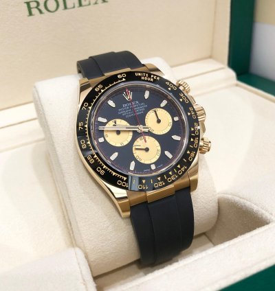 Rolex Daytona Unworn Daytona 116518 Yellow Gold 40mm Black Paul Newman Index Dial Black Oysterflex