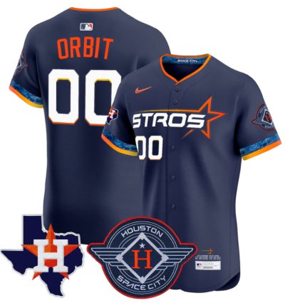 Orbit Jersey 00 Houston Astros 2025 City Connect Texas Patch Premier Elite Stitched Navy