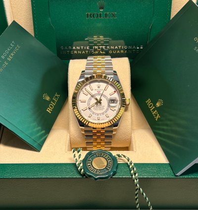 Rolex Sky-dweller Unworn Two Tone Yellow Gold Sky-dweller White Dial Jubilee Bracelet 326933