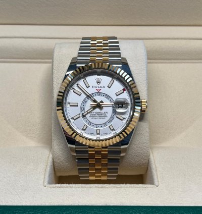 Rolex Sky-dweller Unworn Two Tone Yellow Gold Sky-dweller White Dial Jubilee Bracelet 326933
