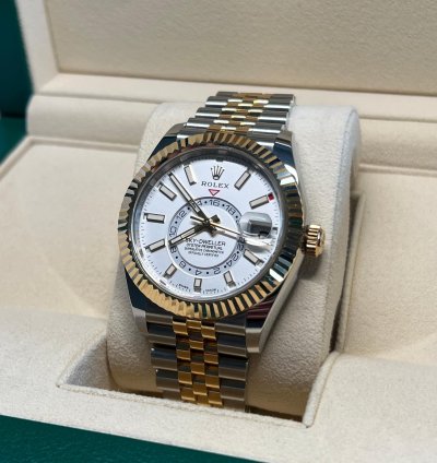 Rolex Sky-dweller Unworn Two Tone Yellow Gold Sky-dweller White Dial Jubilee Bracelet 326933