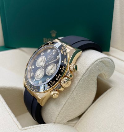 Rolex Daytona Unworn Daytona 126518 Yellow Gold 40mm Black Diamond Dial Black Oysterflex Rubber