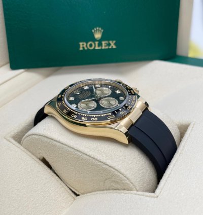 Rolex Daytona Unworn Daytona 126518 Yellow Gold 40mm Black Diamond Dial Black Oysterflex Rubber