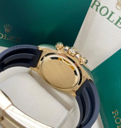 Rolex Daytona Unworn Daytona 126518 Yellow Gold 40mm Black Diamond Dial Black Oysterflex Rubber