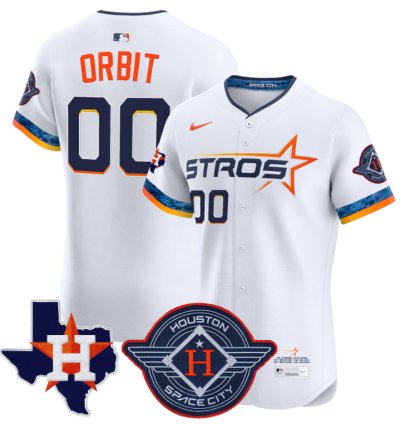 Orbit Jersey 00 Houston Astros 2025 City Connect Texas Patch Premier Elite Stitched White