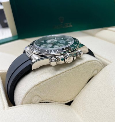 Rolex Daytona Unworn Daytona 126519 Baby Lemans White Gold Black Dial Silver Subdials Oysterflex Rubber