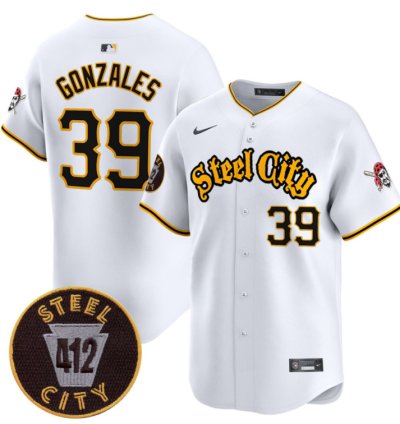 Nick Gonzales Jersey 39 Pittsburgh Pirates 412 Patch White Premier Limited Stitched Coolbase