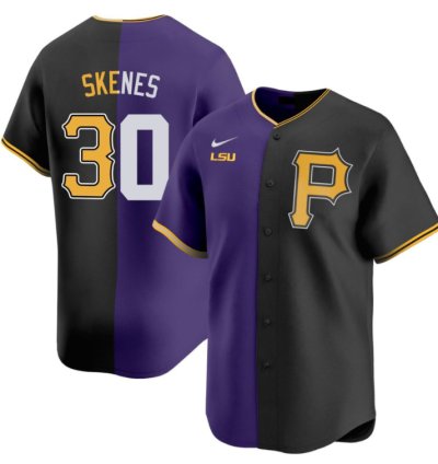 Paul Skenes Jersey 30 Lsu Pittsburgh Pirates Split All Stitched