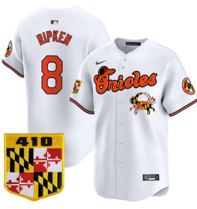 Cal Ripken Jersey 8 Baltimore Orioles 410 Chesapeake Crab Patch Limited Stitched White