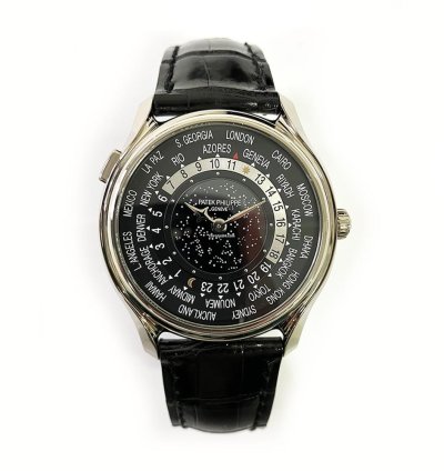 Patek Philippe World Time 5575g-001 White Gold With Black Leather Watch Black Dial 2015