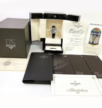 Patek Philippe World Time 5575g-001 White Gold With Black Leather Watch Black Dial 2015