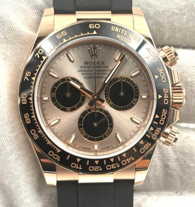 Rolex Daytona Unworn Daytona 40mm Sundust Dial Rose Gold Oysterflex 126515ln Box Papers 2024