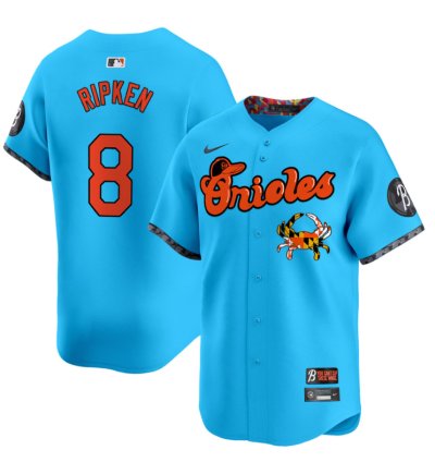 Cal Ripken Jersey 8 Baltimore Orioles Maryland Blue Crab Vapor Stitched Light Blue