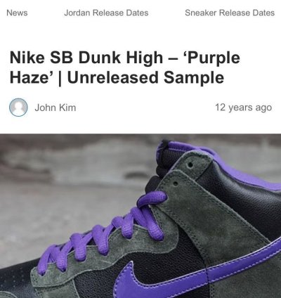 Nike Sb Dunk Purple Haze 420 Sample Unreleased Us9