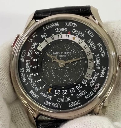 Patek Philippe World Time Anniversary 175th 40mm White Gold - Black Dial - Leather Strap 5575g-001