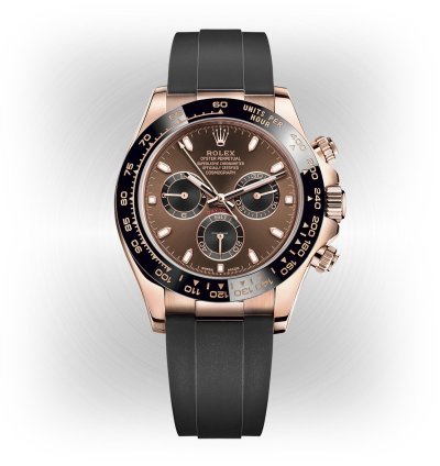 Rolex Daytona Unworn Daytona Rose Gold 116515 Chocolate Index Dial Oysterflex Rubber Band