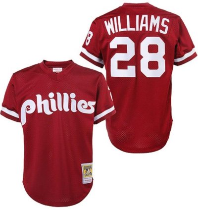 Philadelphia Phillies Mitch Williams Red Throwback Mesh Pullover Jersey