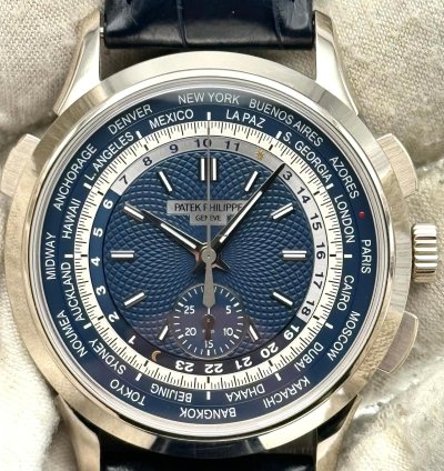 Patek Philippe World Time Chronograph 39 5mm Blue Dial 5930g Box Papers 2021