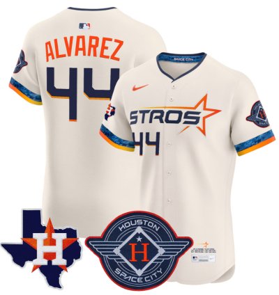 Yordan Álvarez Jersey 44 Houston Astros 2025 City Connect Texas Patch Premier Elite Stitched Cream