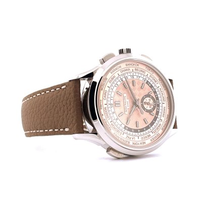 Patek Philippe World Time Chronograph Chrono Flyback Salmon Full Set Incl Inv 2nd Strap 5935a-001 Ger 2024