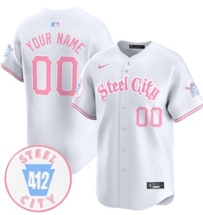 Custom Pittsburgh Pirates Jersey Bubblegum Pink Vapor Premier Limited Stitched White
