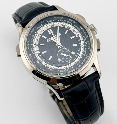 Patek Philippe World Time Chronograph Complications 5930g-010 World Time Flyback Chronograph White Gold Blue Dial 2019