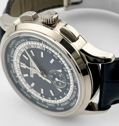 Patek Philippe World Time Chronograph Complications 5930g-010 World Time Flyback Chronograph White Gold Blue Dial 2019