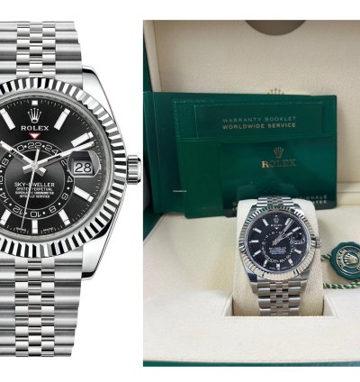 Rolex Sky-dweller White Rolesor Sky-dweller Black Index Dial Jubilee Bracelet 326934