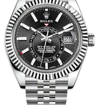 Rolex Sky-dweller White Rolesor Sky-dweller Black Index Dial Jubilee Bracelet 326934