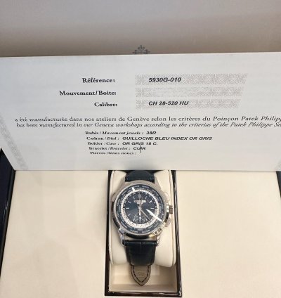 Patek Philippe World Time Chronograph Complications 5930g-010 World Time Flyback Chronograph White Gold Blue Dial 2022