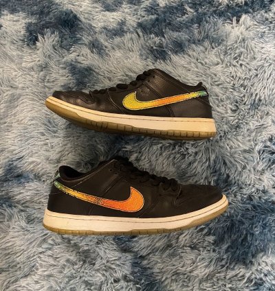 Rare Nike Sb Dunk Low Sparkle Oil Spill Sneaker Size 9 Us