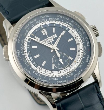 Patek Philippe World Time Chronograph Complications 5930g-010 World Time Flyback Chronograph White Gold Blue Dial 2022