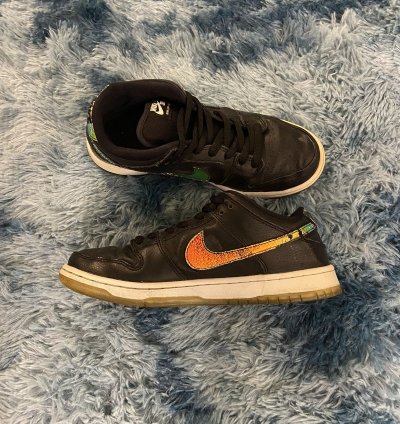 Rare Nike Sb Dunk Low Sparkle Oil Spill Sneaker Size 9 Us