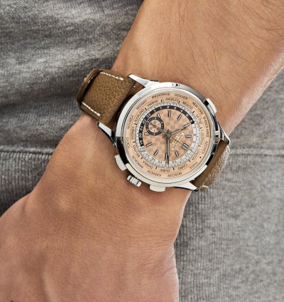 Patek Philippe World Time Chronograph Complications 5935a-001 World Time Chronograph Steel Opaline Carbon Motif Dial