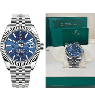 Rolex Sky-dweller White Rolesor Sky-dweller Watch - Blue Index Dial - Jubilee Fluted Bezel 326934