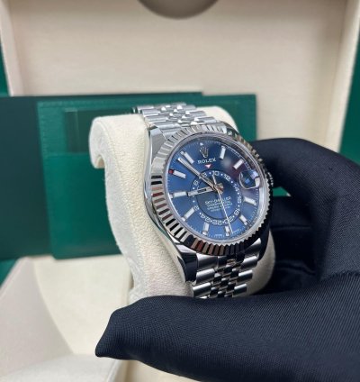 Rolex Sky-dweller White Rolesor Sky-dweller Watch - Blue Index Dial - Jubilee Fluted Bezel 326934