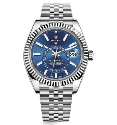 Rolex Sky-dweller White Rolesor Sky-dweller Watch - Blue Index Dial - Jubilee Fluted Bezel 326934