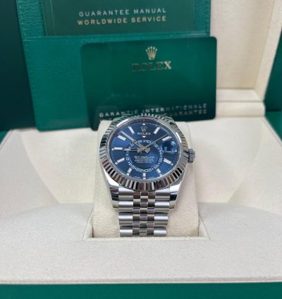 Rolex Sky-dweller White Rolesor Sky-dweller Watch - Blue Index Dial - Jubilee Fluted Bezel 326934