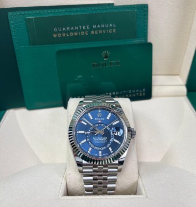 Rolex Sky-dweller White Rolesor Sky-dweller Watch - Blue Index Dial - Jubilee Fluted Bezel 326934