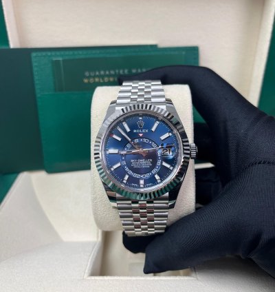 Rolex Sky-dweller White Rolesor Sky-dweller Watch - Blue Index Dial - Jubilee Fluted Bezel 326934