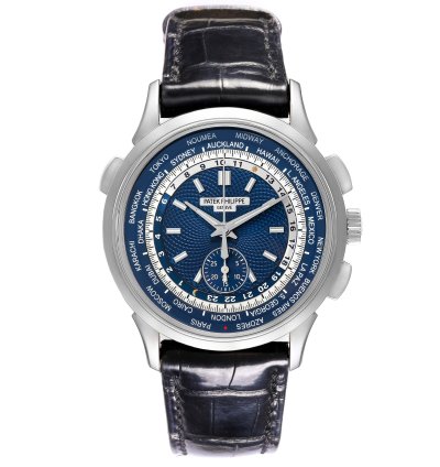 Patek Philippe World Time Chronograph Complications White Gold Mens Watch 5930 Box Papers