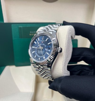 Rolex Sky-dweller White Rolesor Sky-dweller Watch - Blue Index Dial - Jubilee Fluted Bezel 326934