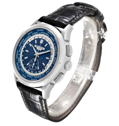 Patek Philippe World Time Chronograph Complications White Gold Mens Watch 5930 Box Papers