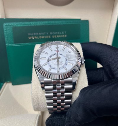 Rolex Sky-dweller White Rolesor Sky-dweller Watch - White Index Dial - Jubilee Bracelet 326934