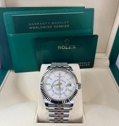Rolex Sky-dweller White Rolesor Sky-dweller Watch - White Index Dial - Jubilee Bracelet 326934