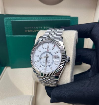 Rolex Sky-dweller White Rolesor Sky-dweller Watch - White Index Dial - Jubilee Bracelet 326934