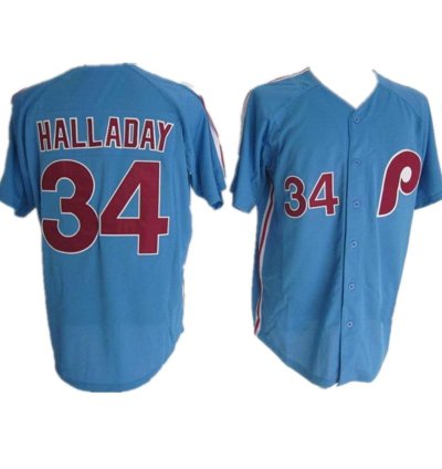 Philadelphia Phillies Roy Halladay Blue Throwback Jersey
