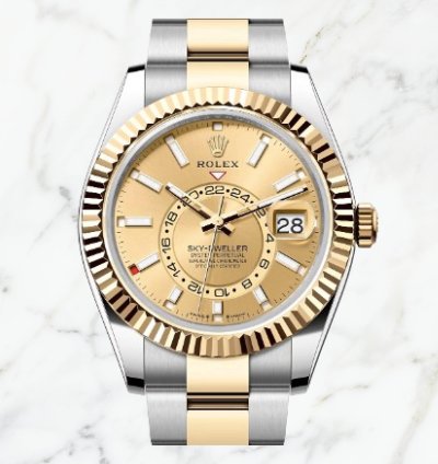 Rolex Sky-dweller Yellow Gold Champagne Dial 336933 new Unworn